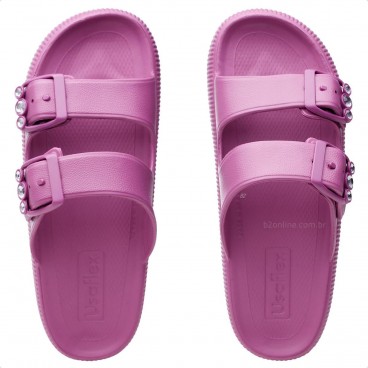Chinelo Slide Usaflex Poofy Plataforma Feminino Roxo