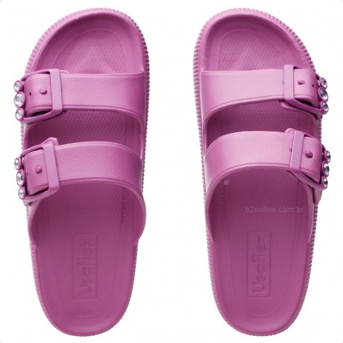 Chinelo Slide Usaflex Poofy Plataforma Feminino Roxo