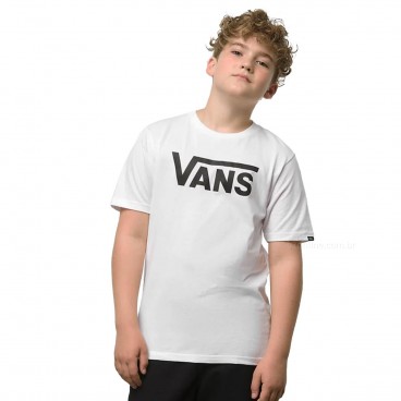 Camiseta Vans Classic Logo Infantil Branco / Preto