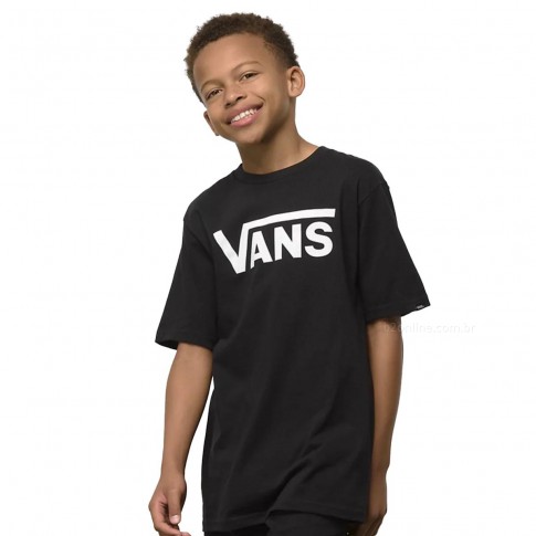 Camiseta Vans Classic Logo Infantil Preto / Branco