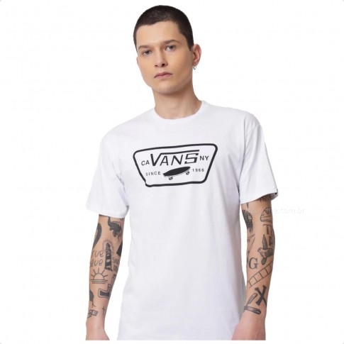 Camiseta Vans Full Patch Masculina Branco / Preto