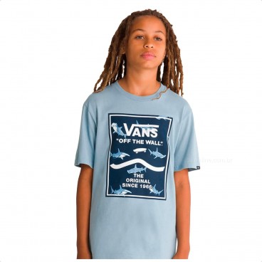 Camiseta Vans Skeleton SS Infantil Azul Claro / Marinho