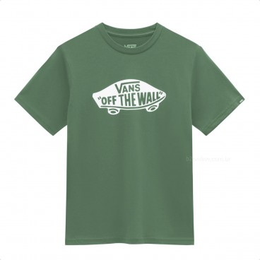 Camiseta Vans Style 76 SS Infantil Verde / Branco