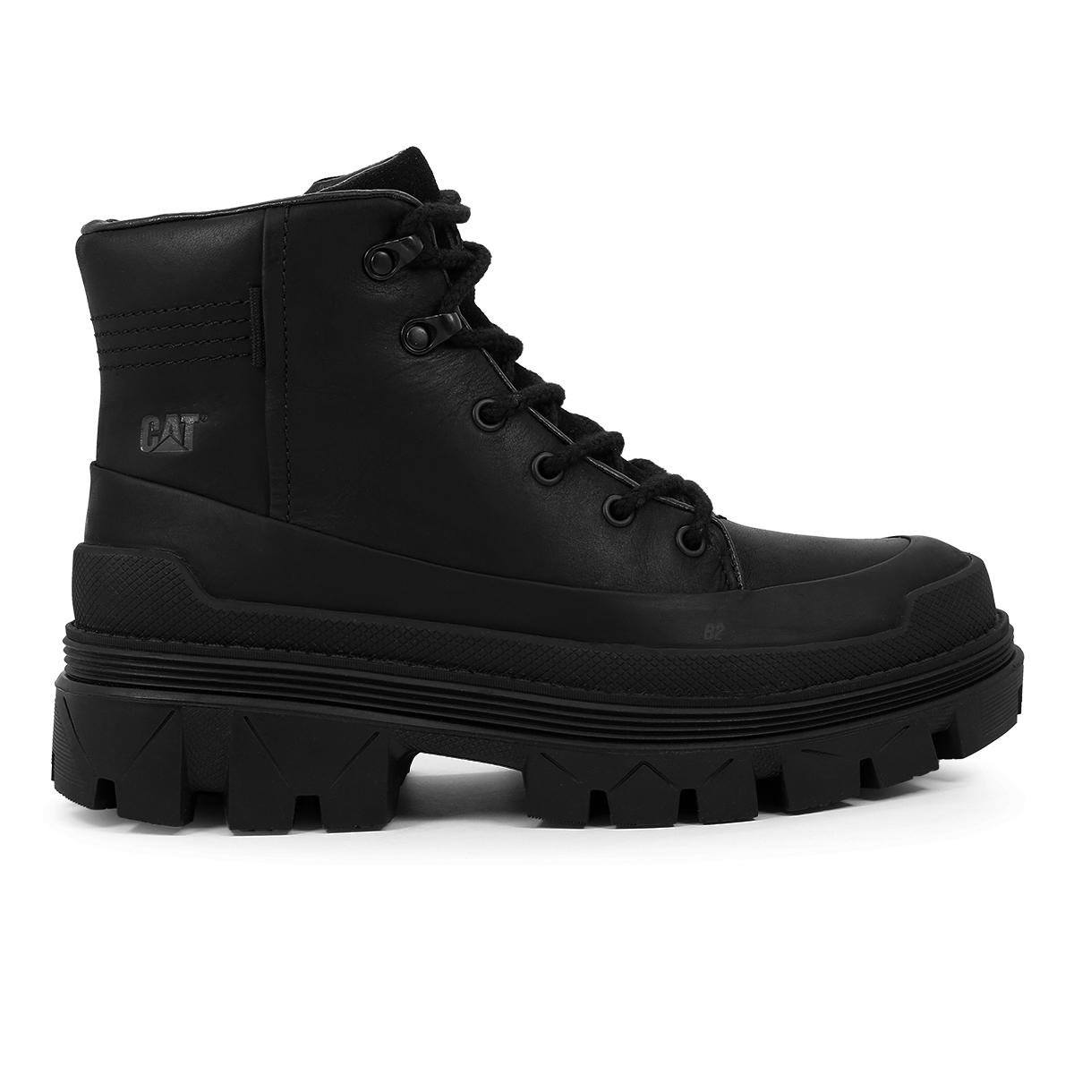 Chaussures Caterpillar Hardwear Mid Mixte - Boots Lifestyle En Cuir, Semelle Caoutchouc - Tige Cheville, Fermeture Lacets - 9
