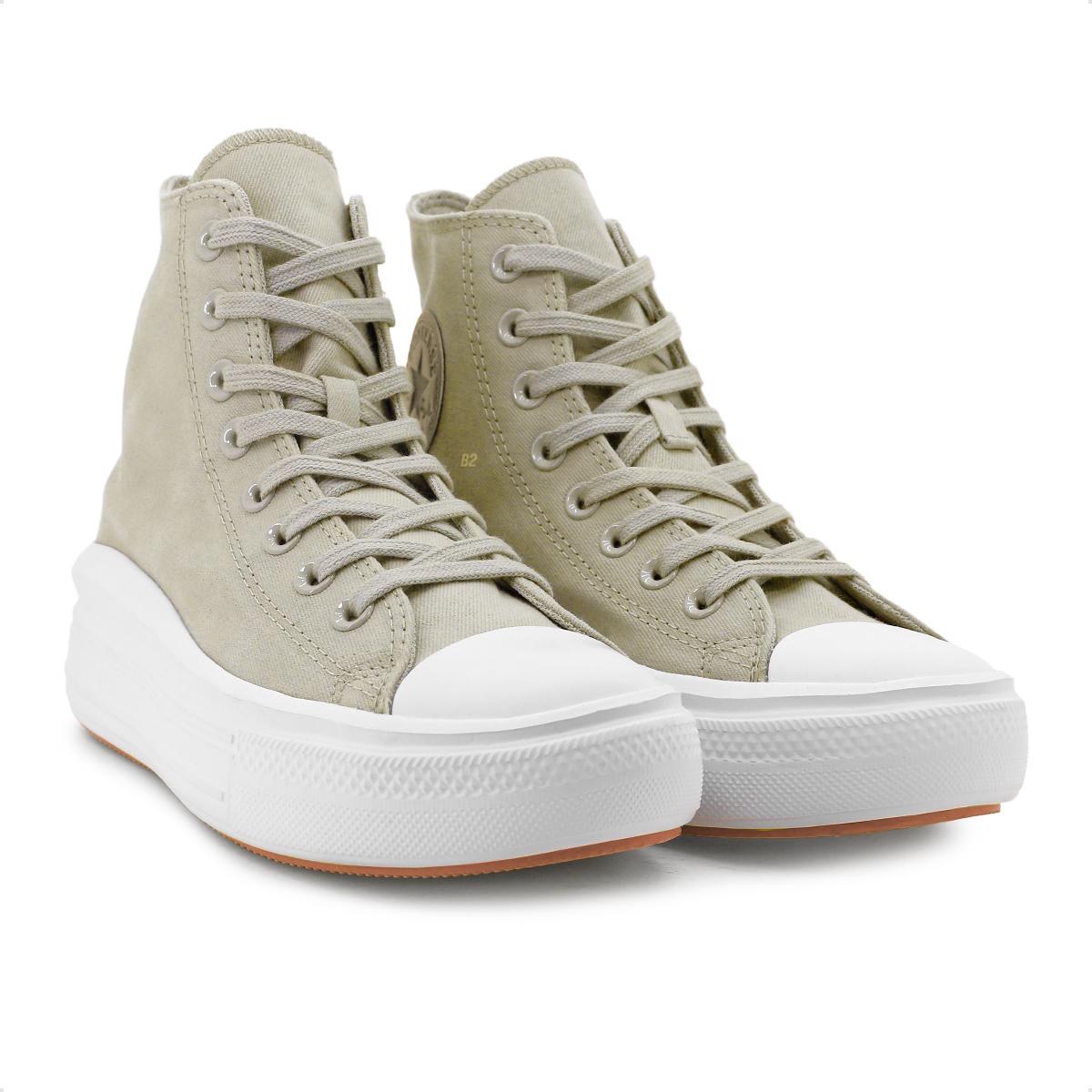 Tênis Converse Chuck Taylor All Star Move Cano Alto Feminino Bege / Branco