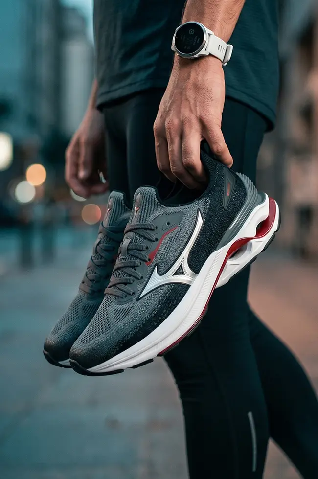 Detalhes do Tênis Mizuno Wave Mirai 8 Unissex