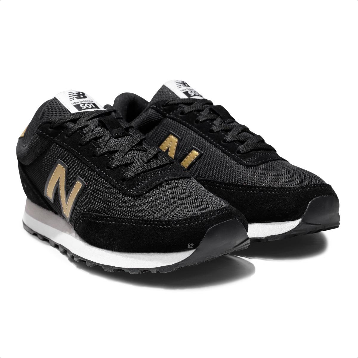 Tênis New Balance 501 Feminino Preto / Dourado