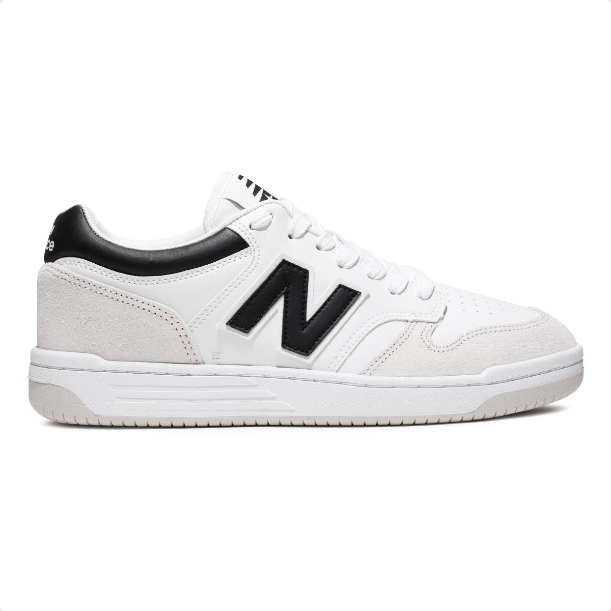Tênis New Balance 480 Low Unissex Branco / Preto Tênis New Balance 480 Low Unissex Branco / Preto