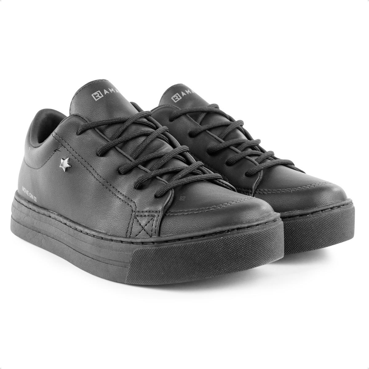 Tênis Ben Sherman Glasgow Masculino - Couro Sintético Preto Com Sola De Borracha - Estilo Casual