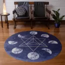 Almofada em Formato Mandala Lótus Marinho e Ocre