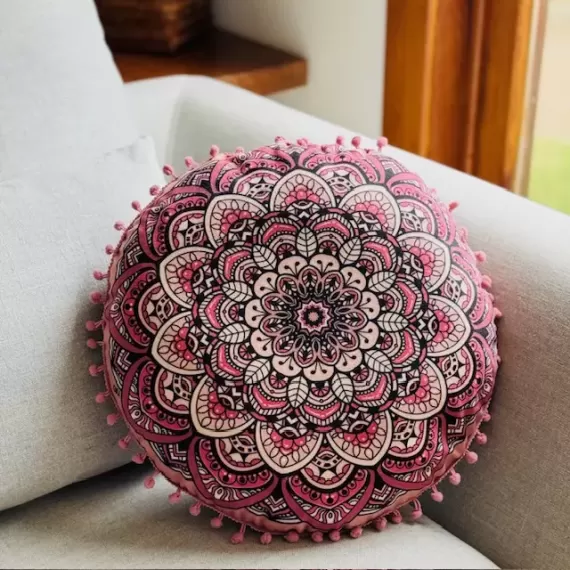Almofada em Formato Mandala Lótus Rose