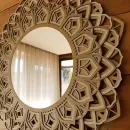 Espelho Mandala de Parede Reflexão Off White e Gelo - Sofisticação em Camadas - 1,20m