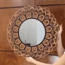 Espelho Mandala Madeira - Sofistição e Leveza para o seu Ambiente em produto Feito á mão -60cm