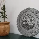 Mandala Madeira MDF de Parede 3D - Símbolo Yin Yang - Decore com Boas Energias - 30cm