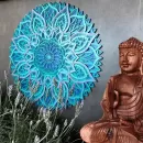 Mandala Madeira MDF de Parede 3D - Plenitude Lavanda - Mandala de Parede e Quartos - 30cm