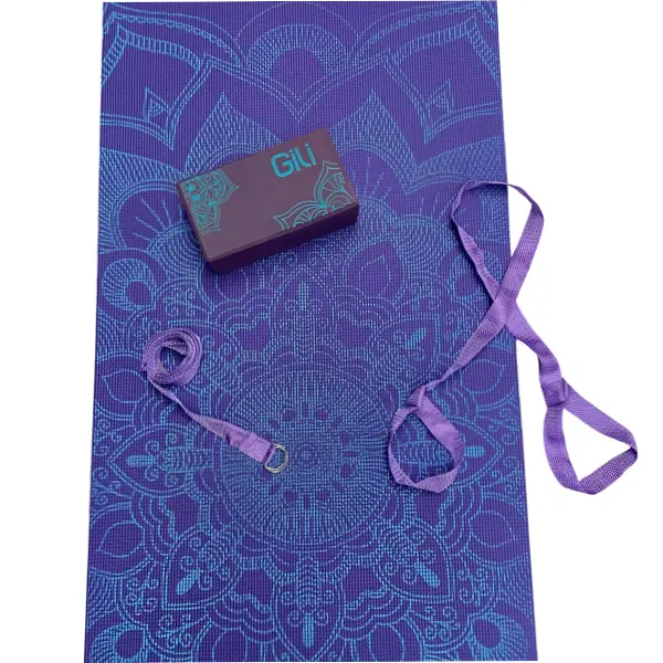 Kit Yoga Props Preto - Blocos + Cinto de Alongamento