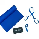 Kit Yoga Iniciante Azul Tapete + Bloco + Porta Mat + Cinto