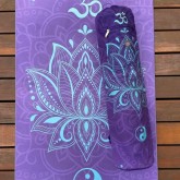 Bolsa para Tapete de Yoga - Om Lótus Yin Yang Roxo - Bolso Lateral com Alça Regulável e Fechamento com Cordinha