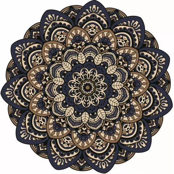 Tapete Mandala Lótus Mini Coloração Marinho e Ocre - Decore com Mandalas