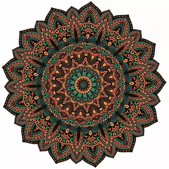 Tapete Mandala Lótus Mini Coloração Verde Marrom - Decore com Mandalas