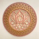 Mandala Lótus 3D Rosê em Camadas de Madeira Feita à Mão - Decore com Boas Energias - 1,25m