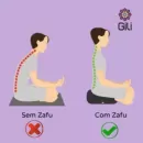 Zafu Almofada de Meditação Gili em Linho Azul - Adicione o Zabuton para uma Meditação + Completa