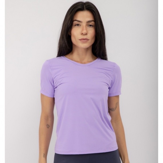 Camiseta Fitness Abertura Costas Lilás - Design Versátil
