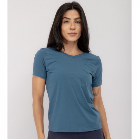 Camiseta Fitness Abertura Costas Azul