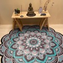 Tapete Mandala Floral Cinza e Verde - Decoração e Meditação em Estilo Boho