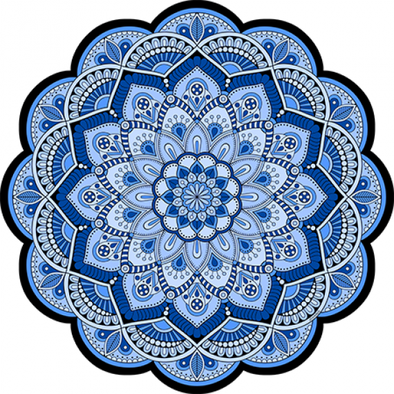 Tapete Mandala Floral Azul Aveludado com Verso Antiderrapante - Decoração e Meditação com Positividade