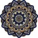 Tapete Mandala Lótus Cor Azul Marinho e Marrom Amarelo Ocre - Sofisiticação e Estilo na Sua Decoração de Quartos e Salas