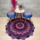 Tapete Mandala Lótus Pink e Azul em Veludo e Boracha - Decore e Medite