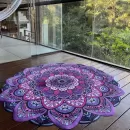 Tapete Mandala Lótus Pink e Azul em Veludo e Boracha - Decore e Medite
