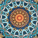 Tapete Mandala Dália Azul e Amarelo - Decore com sofisticação e detalhes incríveis