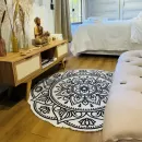 Tapete Mandala Preto Boho - Decore com sofisticação e minimalismo