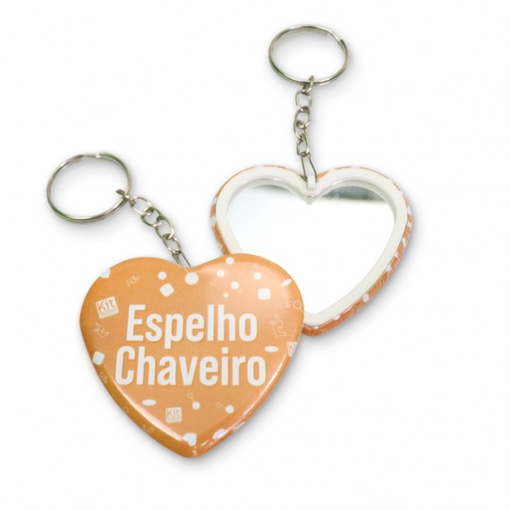 BUTTON ESPELHO CHAVEIRO CORAÇÃO PCT COM 100 UND. 