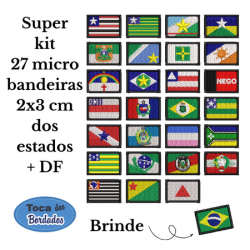Kit 27 Micro bandeiras 2x3 cm - 26 estados brasileiros + DF - Cód.MIBE28