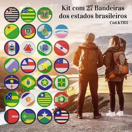 Kit com 27 bandeiras dos estados brasileiros 4x4 cm Cód.KTB3
