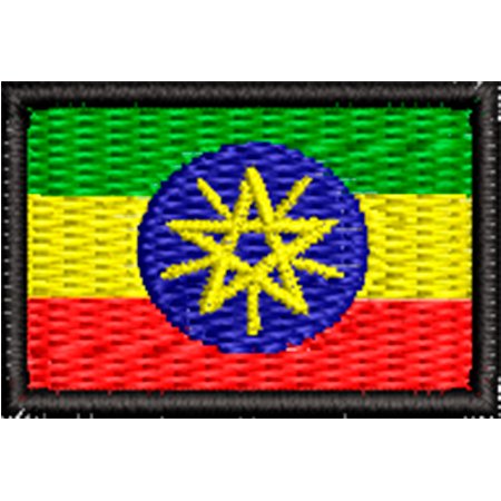 Patch Bordado Micro Bandeira Etiópia 2x3 cm Cód.MIBP148