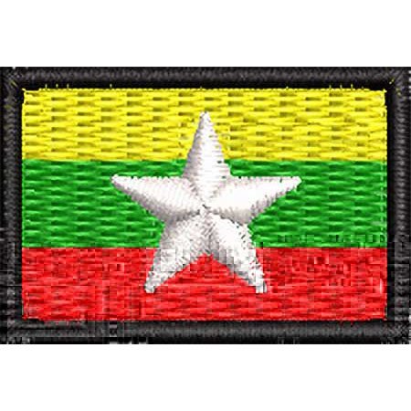 Patch Bordado Micro Bandeira Mianmar 2x3 cm Cód.MIBP162