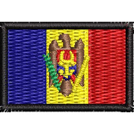 Patch Bordado Micro Bandeira Moldávia 2x3 cm Cód.MIBP215