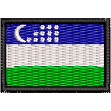 Patch Bordado Micro Bandeira Uzbequistão 2x3 cm Cód.MIBP151