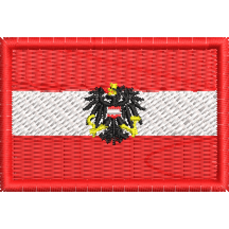 Patch Bordado Mini Bandeira Áustria Bandeira Estatal 3x4,5 cm Cód.MBP104
