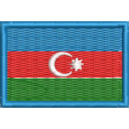 Patch Bordado Mini Bandeira Azerbaijão 3x4,5 cm Cód.MBP170 