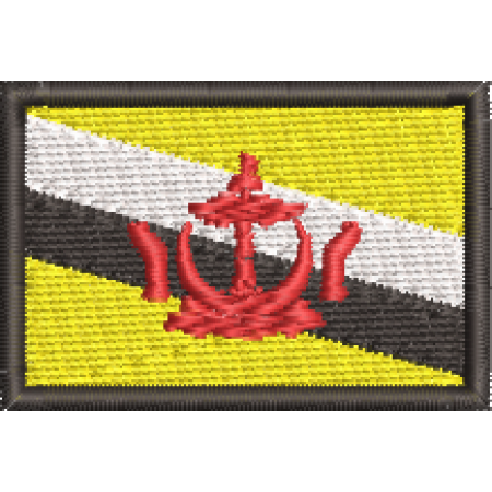 Patch Bordado Mini Bandeira Brunei 3x4,5 cm Cód.MBP175