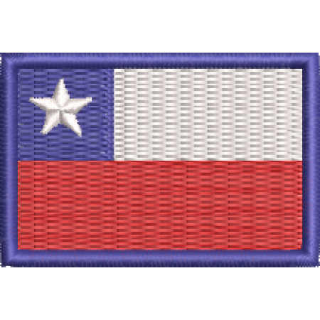 Patch Bordado Mini Bandeira Chile 3x4,5 cm Cód.MBP14