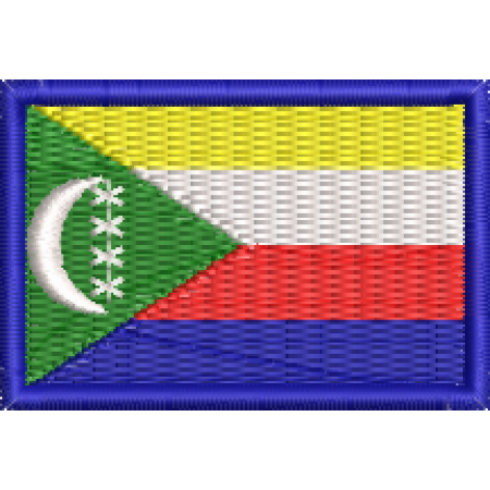Patch Bordado Mini Bandeira Comores 3x4,5 cm Cód.MBP182