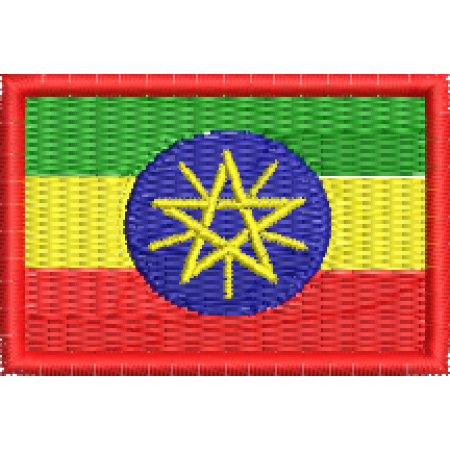 Patch Bordado Mini Bandeira Etiópia 3x4,5 cm Cód.MBP148