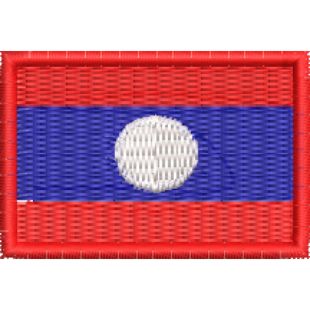 Patch Bordado Mini Bandeira Laos 3x4,5 cm Cód.MBP130