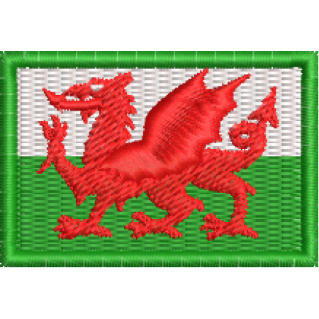 Patch Bordado Mini Bandeira Pais de Gales3x4,5 cm Cód.MBP57
